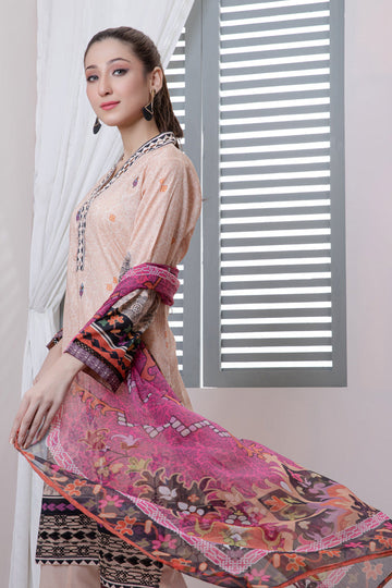 Bonanza Satrangi Peach Lawn Suit Rsk223p40 Eid Pret 2022 Online Shopping